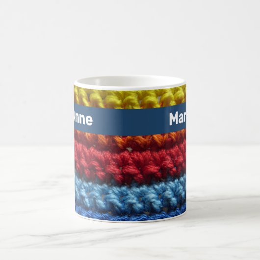 Rainbow Crochet mit Name Kaffeetasse (Mittel)