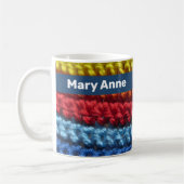Rainbow Crochet mit Name Kaffeetasse (Links)