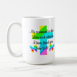 RAINBOW CROSS AND BUTTERFLY JOHN 15:12 KAFFEETASSE