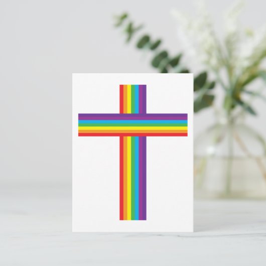 Rainbow CROSS Postkarte (Stehend Vorderseite)