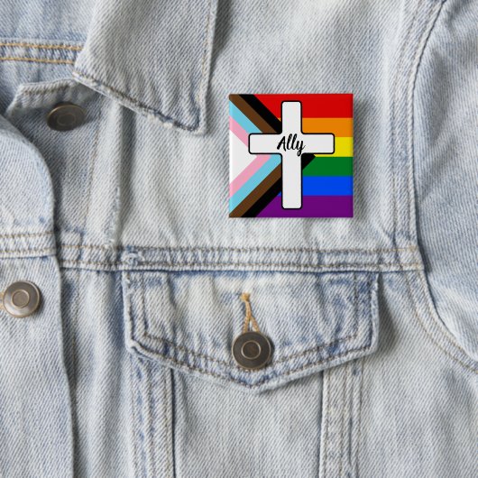 Rainbow Cross Progress Pride Flag-Allianz Button (Beispiel)