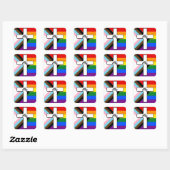 Rainbow Cross Progress Pride Flag-Allianz Quadratischer Aufkleber (Blatt)