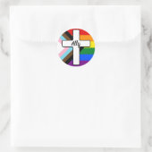 Rainbow Cross Progress Pride Flag-Allianz Runder Aufkleber (Tasche)