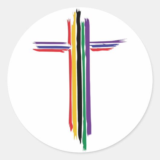 Rainbow Cross Runder Aufkleber (Vorderseite)