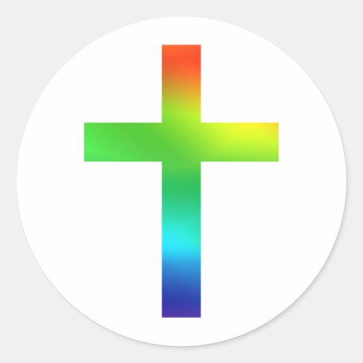 Rainbow Cross Runder Aufkleber (Vorderseite)
