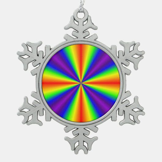 Rainbow Cross Schneeflocken Zinn-Ornament (Vorderseite)