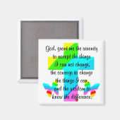 RAINBOW CROSS UND BUTTERFLY SERENITY PRAYER DESIGN MAGNET (Vorderseite/Rückseite)