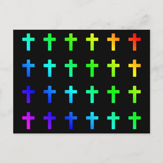 Rainbow Crosses Colors Multicolor Christlich Cross Postkarte (Vorderseite)