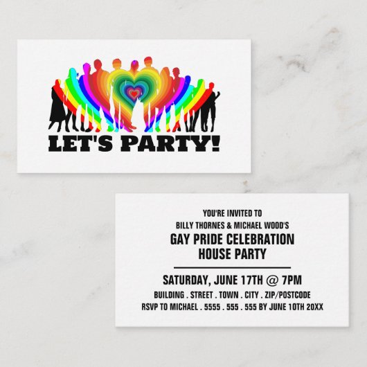 Rainbow Crowd, Gay Pride Celebration Einladungskar Begleitkarte (Vorne/Hinten)
