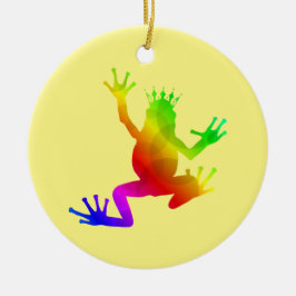 Rainbow Crowned Frog Keramik Ornament