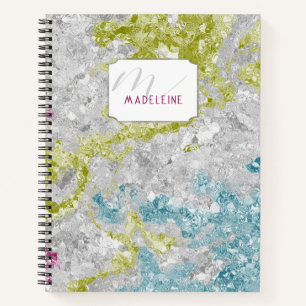Rainbow Crushed Foil Chic Mit Monogramm Girly Scho Notizblock