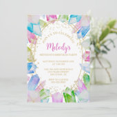 Rainbow Crystal Geburtstagsparty Einladung (Stehend Vorderseite)