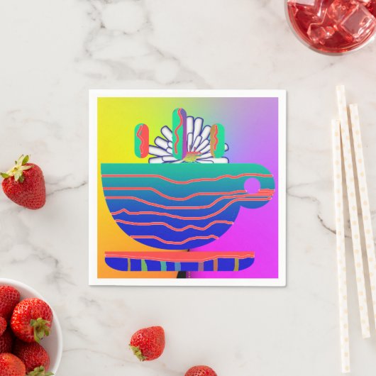 Rainbow Cup Saucer Partys Cocktail Serviette (Beispiel)