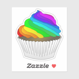 Rainbow Cupcake Aufkleber