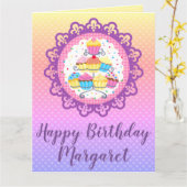 Rainbow Cupcake Group Personalisiert Geburtstag Karte (Gelbe Blume)