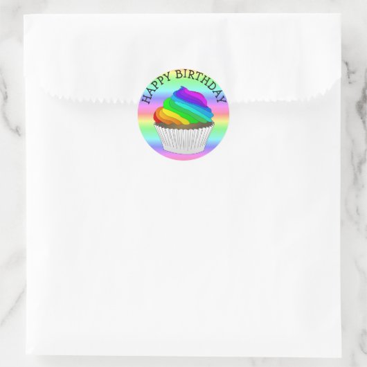 Rainbow Cupcake Happy Birthday Stickers (Tasche)