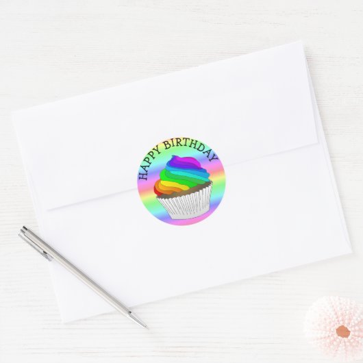 Rainbow Cupcake Happy Birthday Stickers (Umschlag)