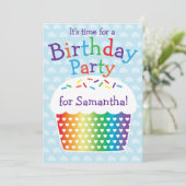 Rainbow Cupcake Kindergeburtstag Party Einladung (Stehend Vorderseite)