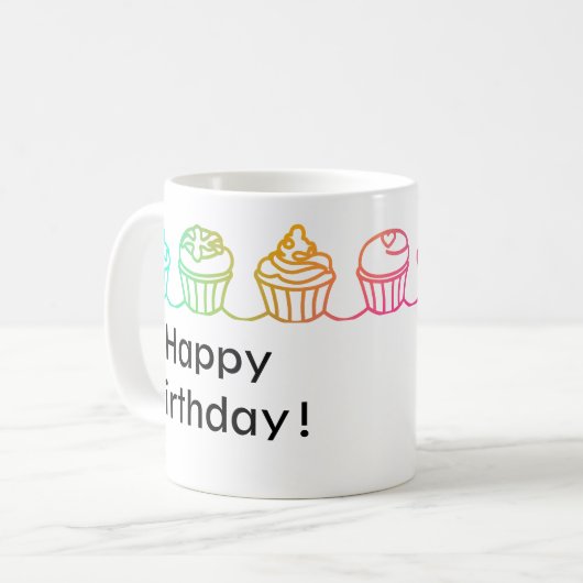 Rainbow Cupcakes Border Persönliche Umarmung Kaffeetasse (Vorderseite Links)