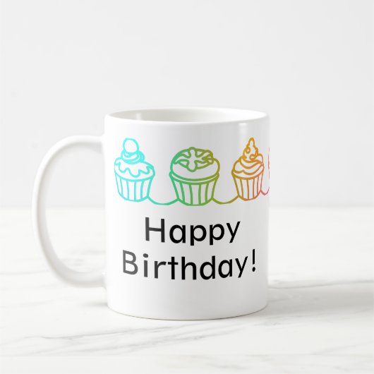 Rainbow Cupcakes Border Persönliche Umarmung Kaffeetasse (Links)