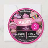 RAINBOW CUPCAKES Einladung zum Geburtstag (Vorderseite)