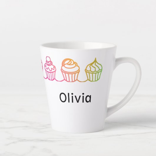 Rainbow Cupcakes Personalisierte Latte Tasse (Rechts)