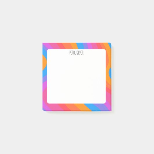 Rainbow Curves CUSTOM Chic Monogram Personalisiert Post-it Klebezettel (Vorderseite)