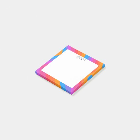 Rainbow Curves CUSTOM Chic Monogram Personalisiert Post-it Klebezettel (angewinkelt)