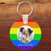 Rainbow Custom Couple Foto LGBTQ Jubiläumsgeschenk Schlüsselanhänger (Vorderseite)