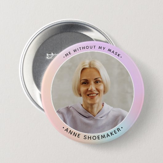 Rainbow Custom Employee Foto ID Template Button (Vorne & Hinten)