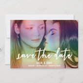 Rainbow Custom Foto Gay/Lesbian Save the Date (Vorderseite)