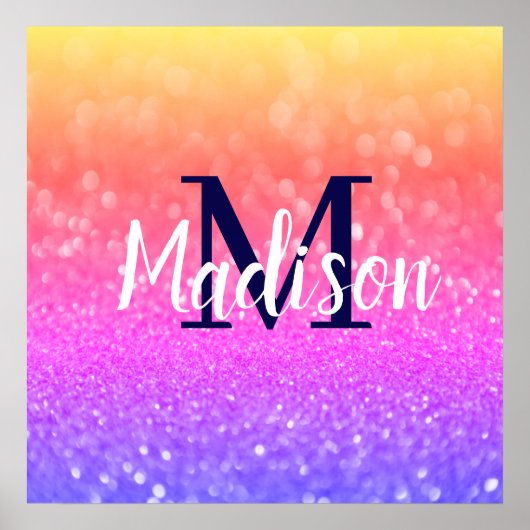 Rainbow Custom Glitzern Name Personalisiert Poster (Vorne)