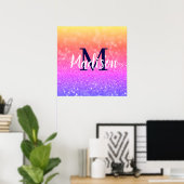 Rainbow Custom Glitzern Name Personalisiert Poster (Heimbüro)