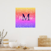 Rainbow Custom Glitzern Name Personalisiert Poster (Küche)