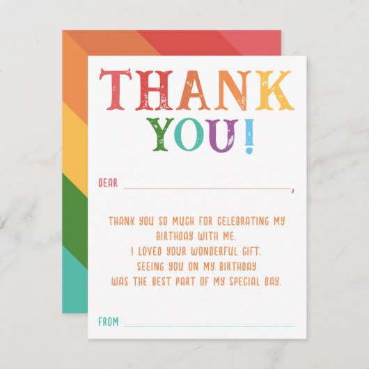 Rainbow Custom Message Füllen in Dankeschön Geburt Mitteilungskarte (Vorne/Hinten)