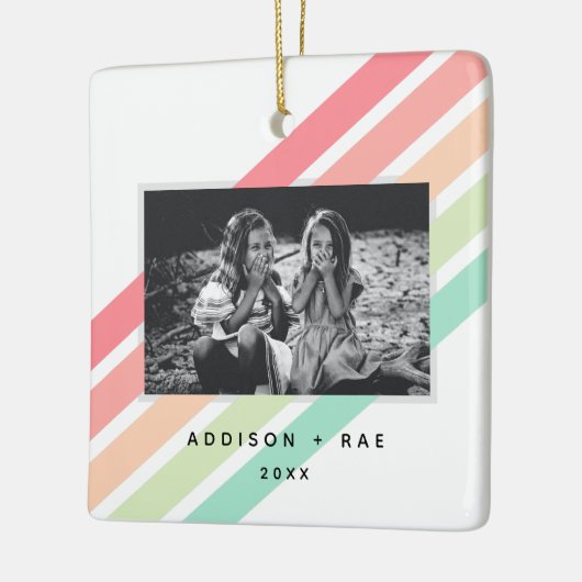 Rainbow Custom Personalisiert Foto Ornament (Links)