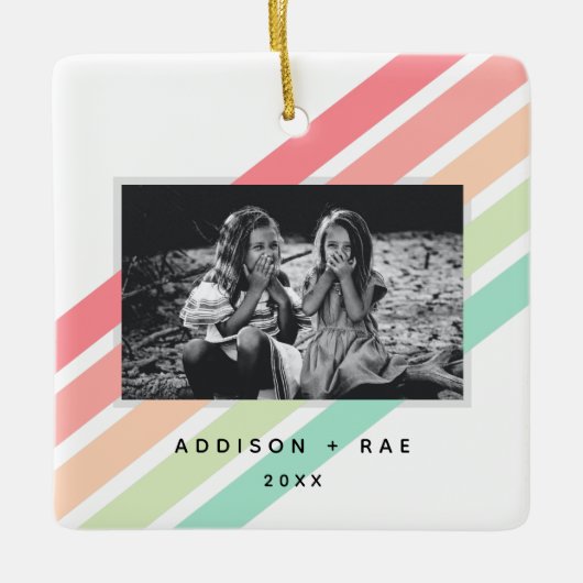 Rainbow Custom Personalisiert Foto Ornament (Vorderseite)