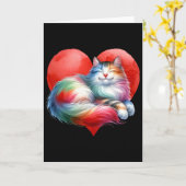 Rainbow Cute Cat Hugging Heart Kitty Love Cat Vale Karte (Gelbe Blume)