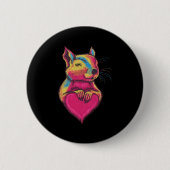 Rainbow Cute Squirrel Hugging Valentine Heart Love Button (Vorderseite)