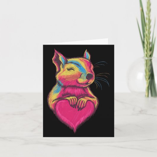 Rainbow Cute Squirrel Hugging Valentine Heart Love Karte (Vorderseite)