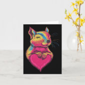 Rainbow Cute Squirrel Hugging Valentine Heart Love Karte (Gelbe Blume)