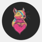 Rainbow Cute Squirrel Hugging Valentine Heart Love Runder Aufkleber (Vorderseite)