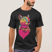 Rainbow Cute Squirrel Hugging Valentine Heart Love T-Shirt (Vorderseite)