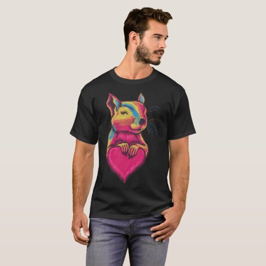 Rainbow Cute Squirrel Hugging Valentine Heart Love T-Shirt (Vorne ganz)