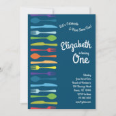 Rainbow Cutlery Niedliche Geburtstag Party Picnic  Einladung (Vorderseite)