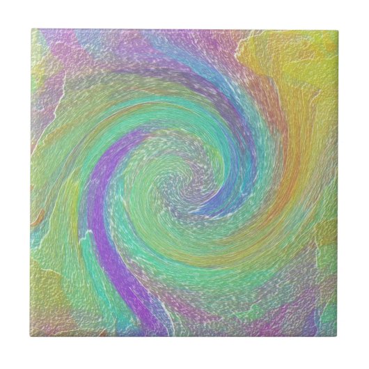 Rainbow Cyclone Abstrakt Art Fliese (Vorderseite)