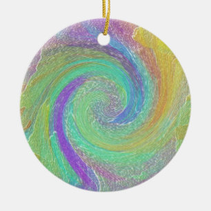 Rainbow Cyclone Abstrakt Art Keramikornament