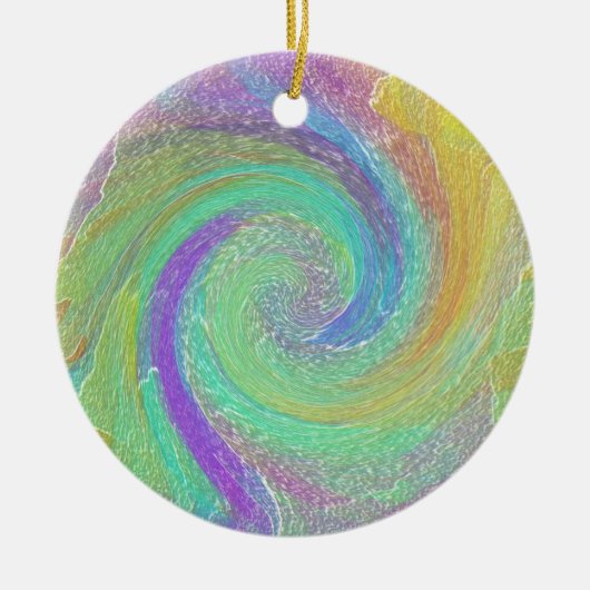 Rainbow Cyclone Abstrakt Art Keramikornament (Vorne)