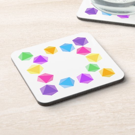 Rainbow D8 Dice Drink Coasters Getränkeuntersetzer (Linke Seite)