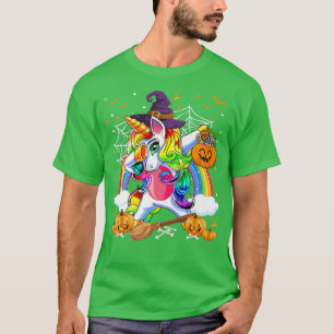Rainbow Dabbing Einhorn Halloween Girls Wit T-Shirt